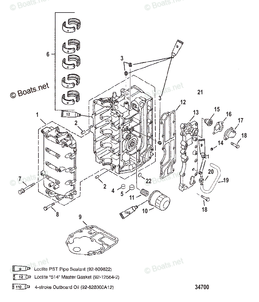 Mercury Outboard 40HP OEM Parts Diagram for CYLINDER BLOCK | Boats.net