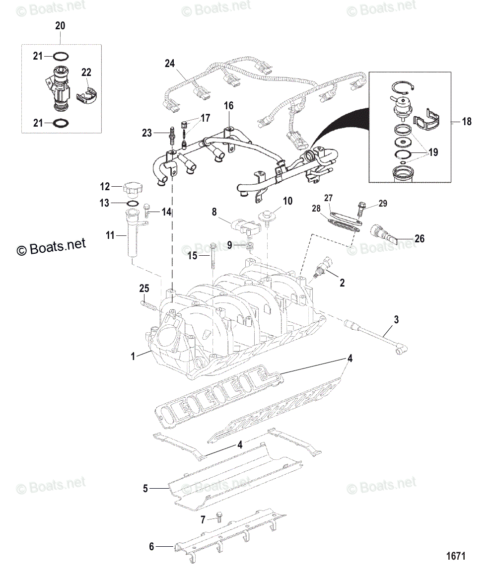 Mercruiser Inboard Gas Engines OEM Parts Diagram for INTAKE MANIFOLD