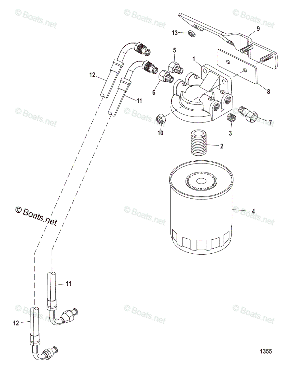 Mercruiser Sterndrive Gas Engines OEM Parts Diagram for FUEL FILTER ...