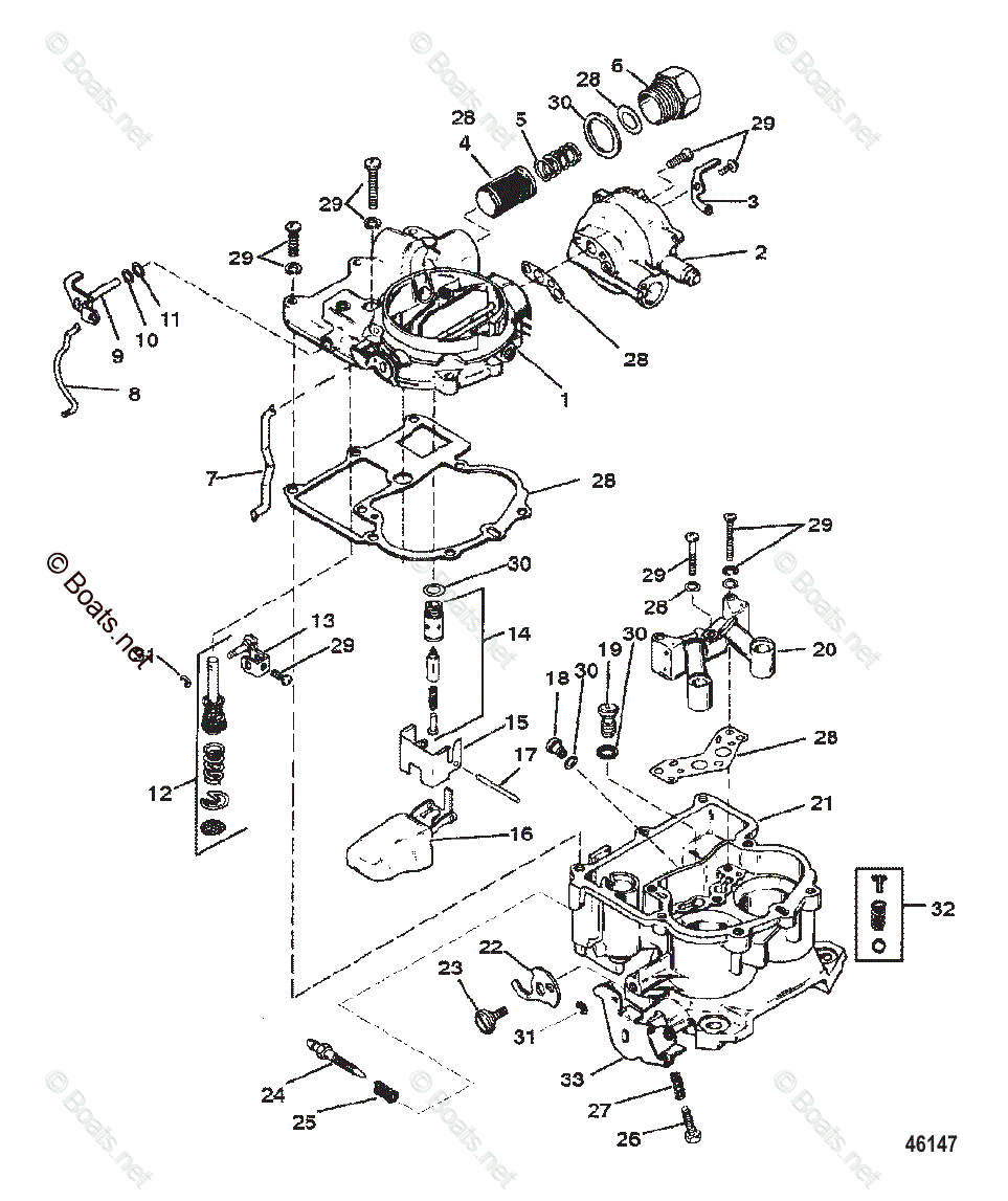 Mercruiser Inboard Gas Engines OEM Parts Diagram for CARBURETOR(MERCARB ...