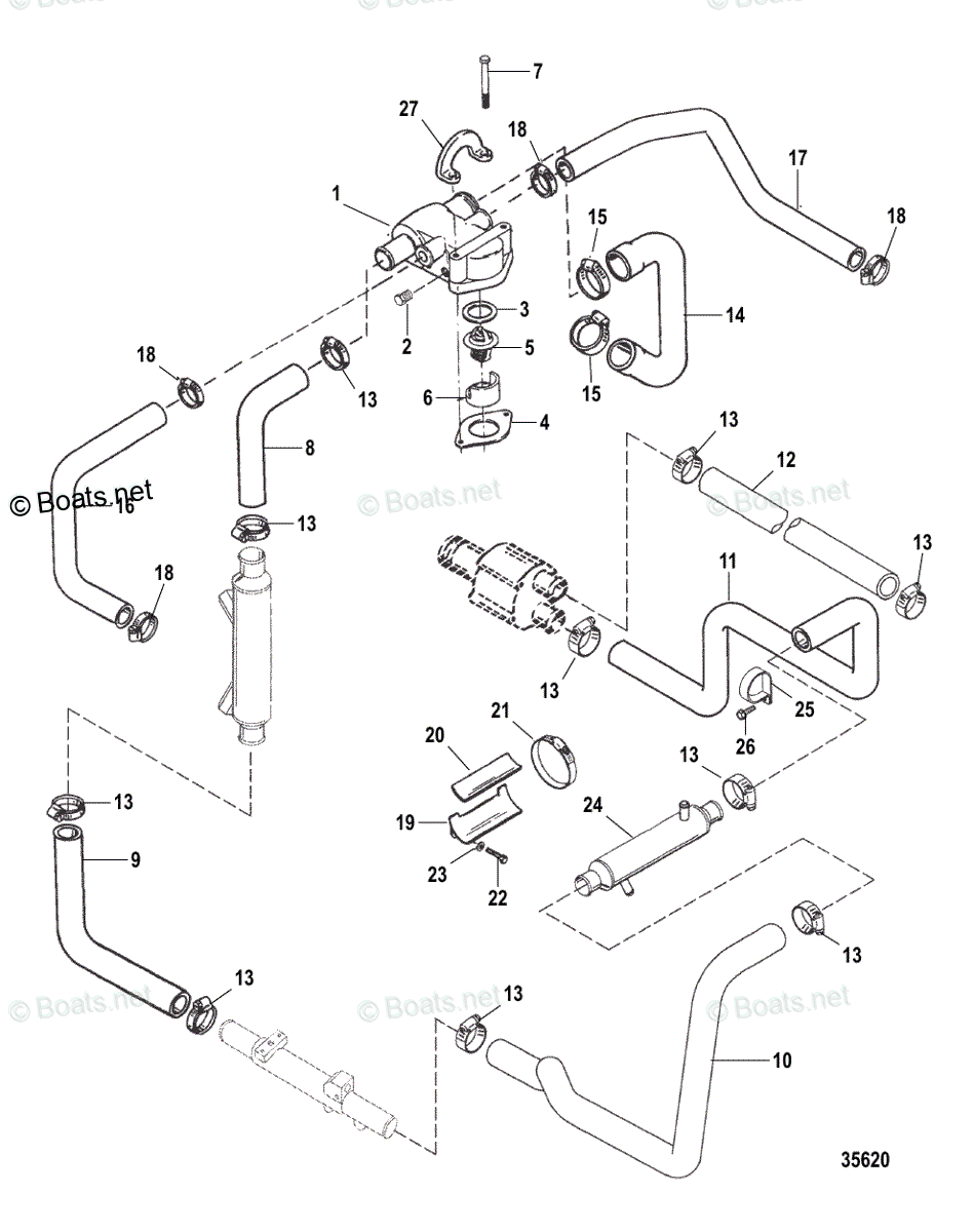 Mercruiser Sterndrive Gas Engines OEM Parts Diagram for Standard ...