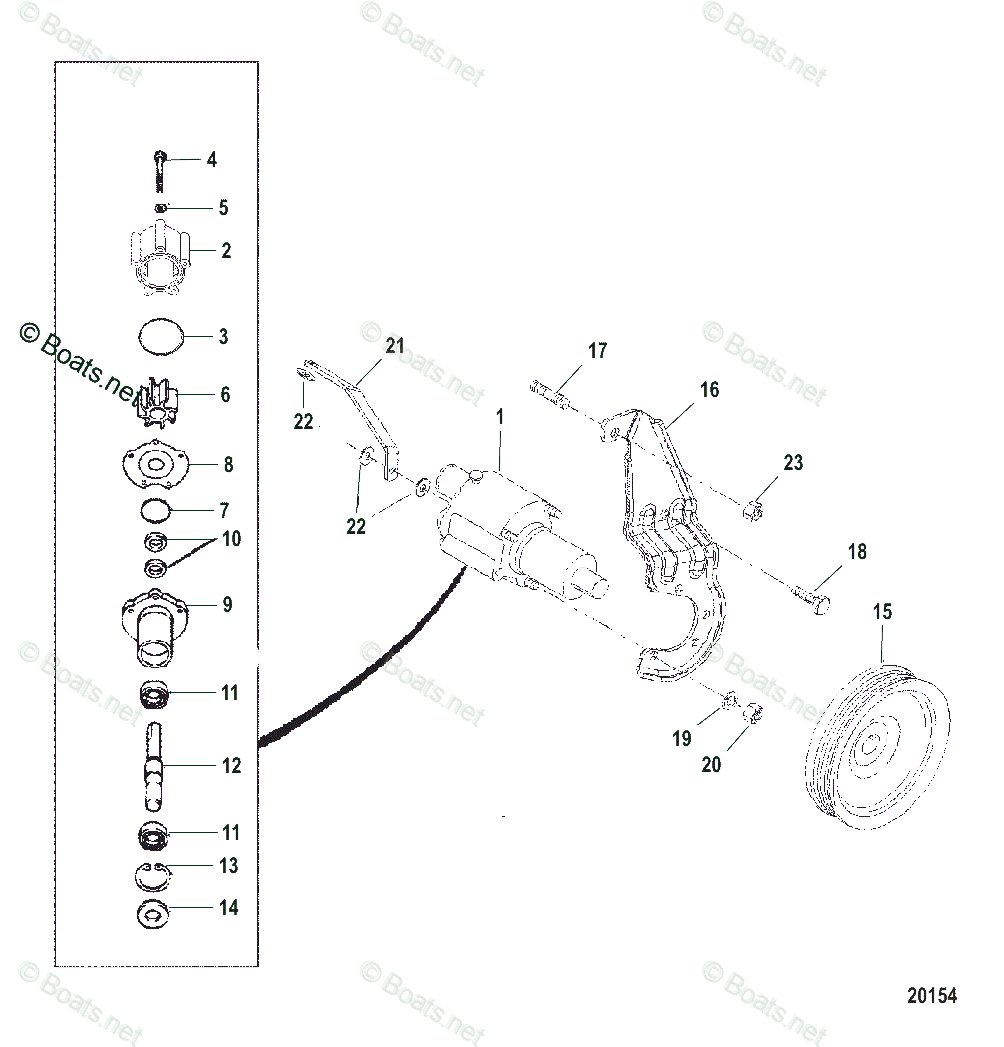 Mercruiser Inboard Gas Engines OEM Parts Diagram for Sea Water Pump