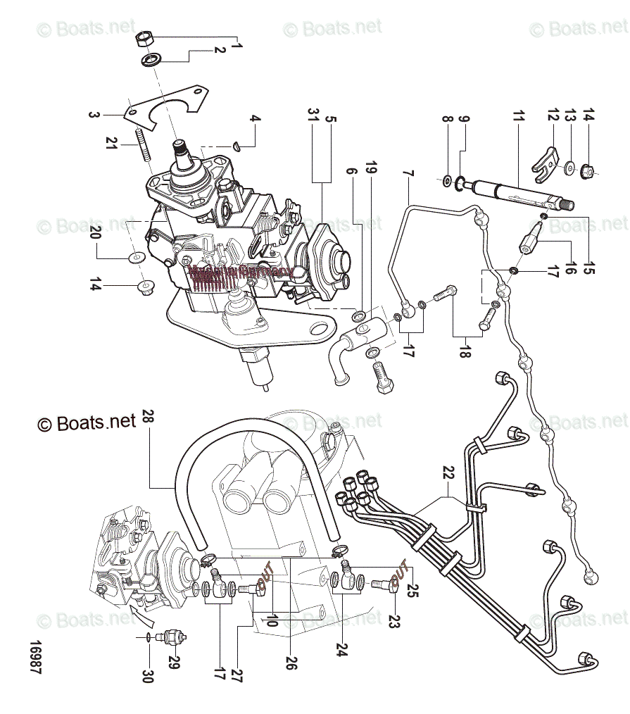 Mercruiser Inboard Diesel Engines OEM Parts Diagram For Fuel Injection ...