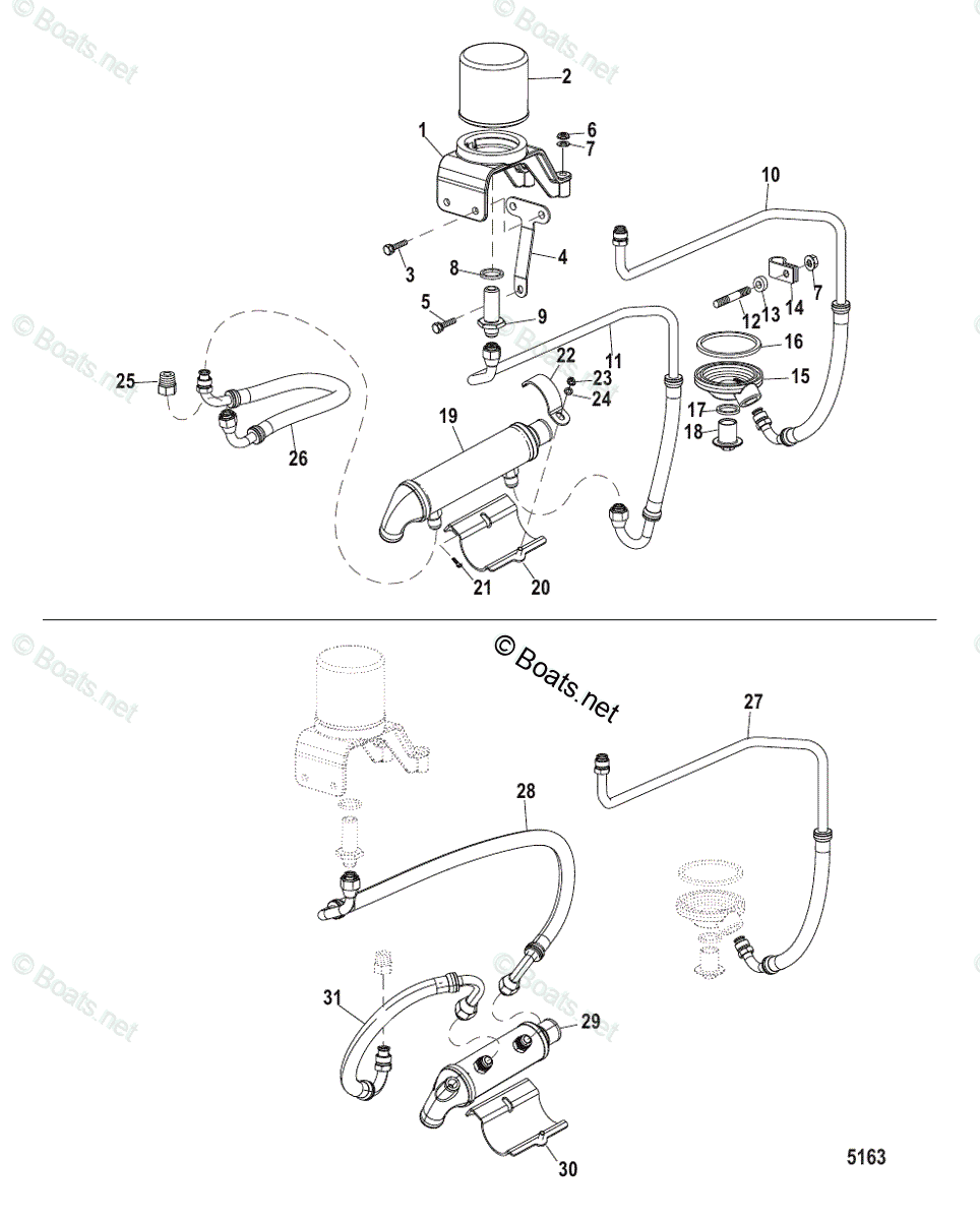 Mercruiser Inboard Gas Engines OEM Parts Diagram For Remote Oil System ...