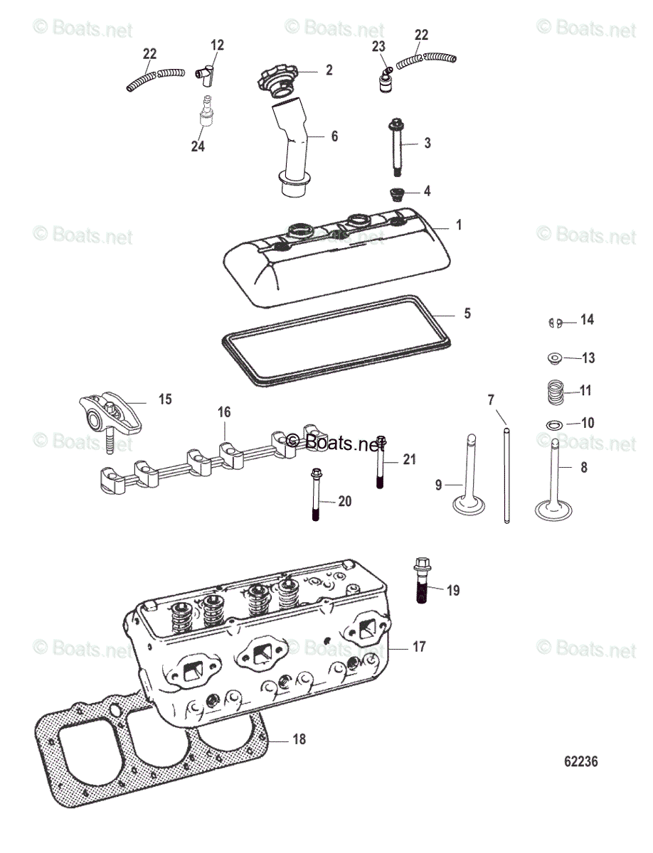 Mercruiser Sterndrive Gas Engines OEM Parts Diagram For CYLINDER HEAD ...