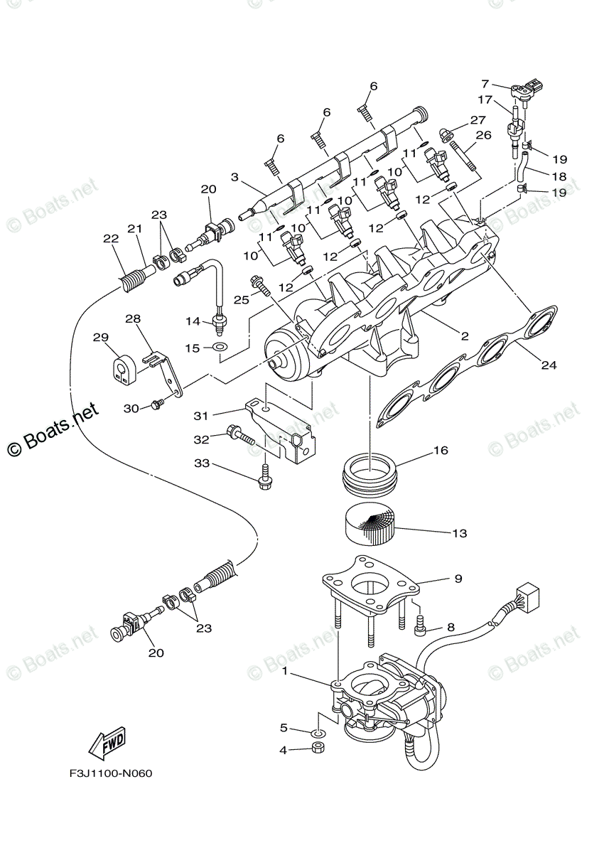 Yamaha Waverunner 2014 OEM Parts Diagram for Intake 1 | Boats.net