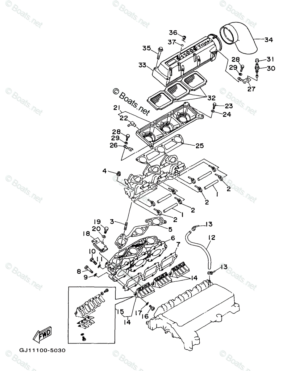 Yamaha Waverunner 1997 OEM Parts Diagram for INTAKE | Boats.net