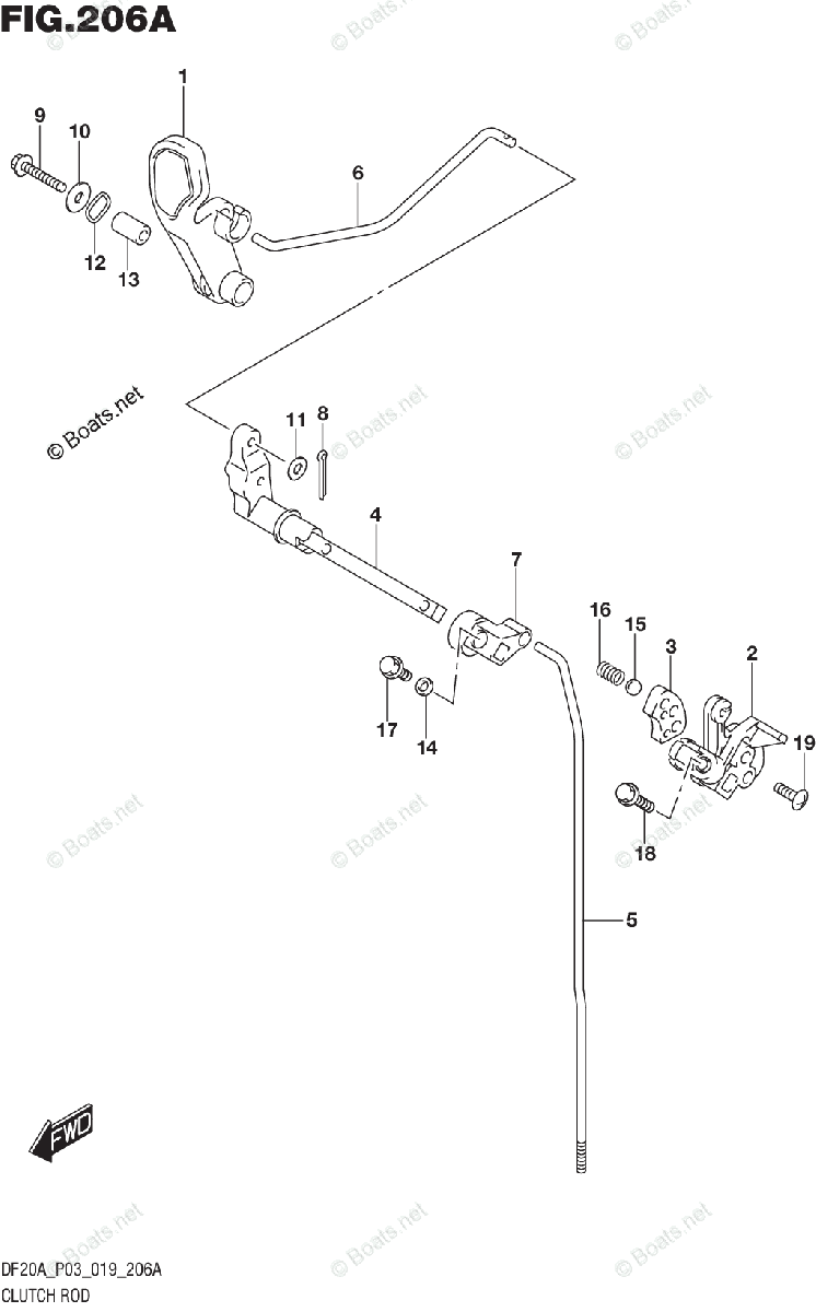 Suzuki Outboard 2019 OEM Parts Diagram for CLUTCH ROD (DF9.9B)(DF9.9BTH