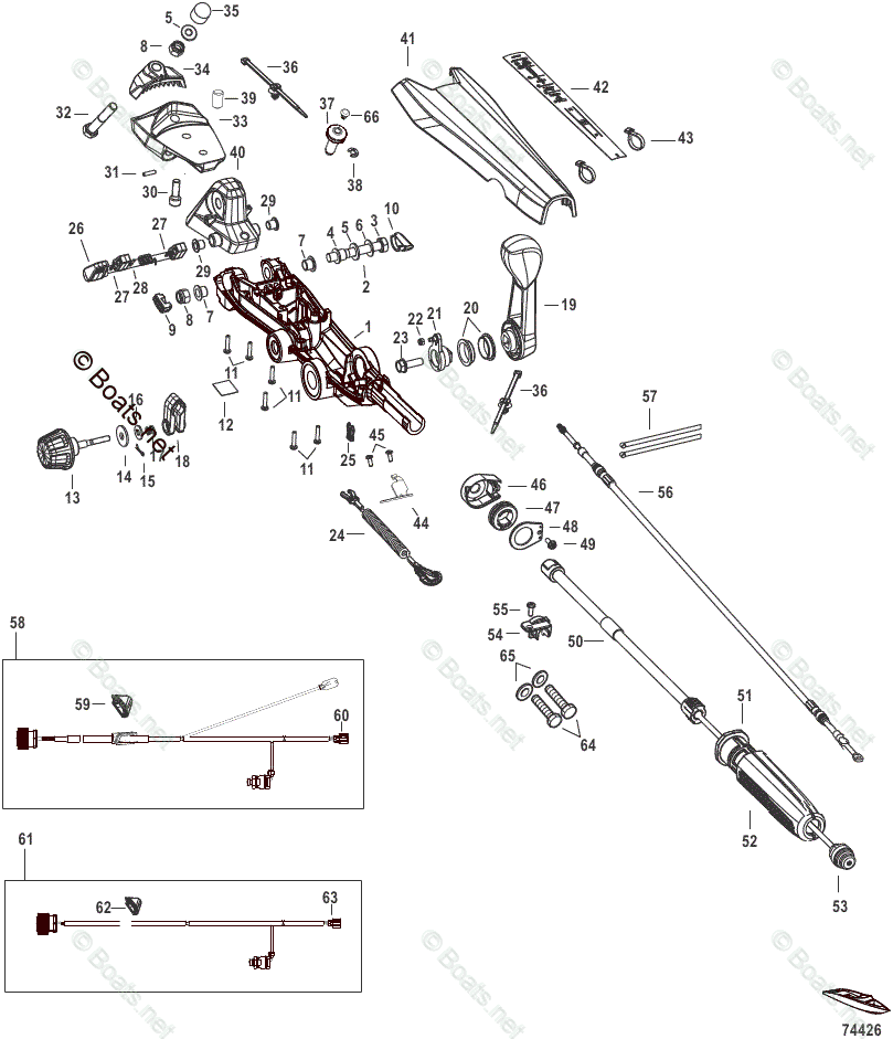 Mercury Outboard 25HP OEM Parts Diagram for TILLER HANDLE