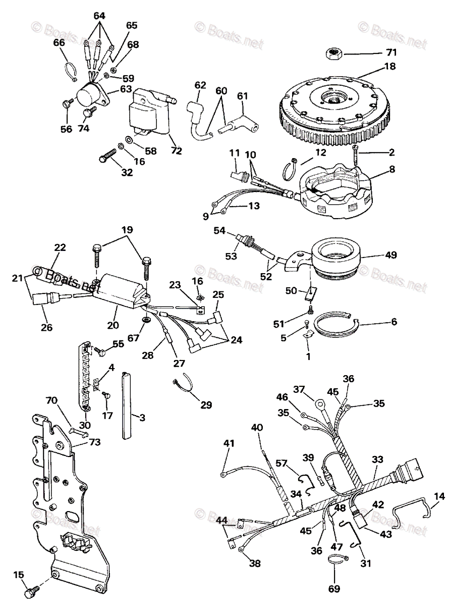 Evinrude Outboard 1989 OEM Parts Diagram for Ignition System | Boats.net