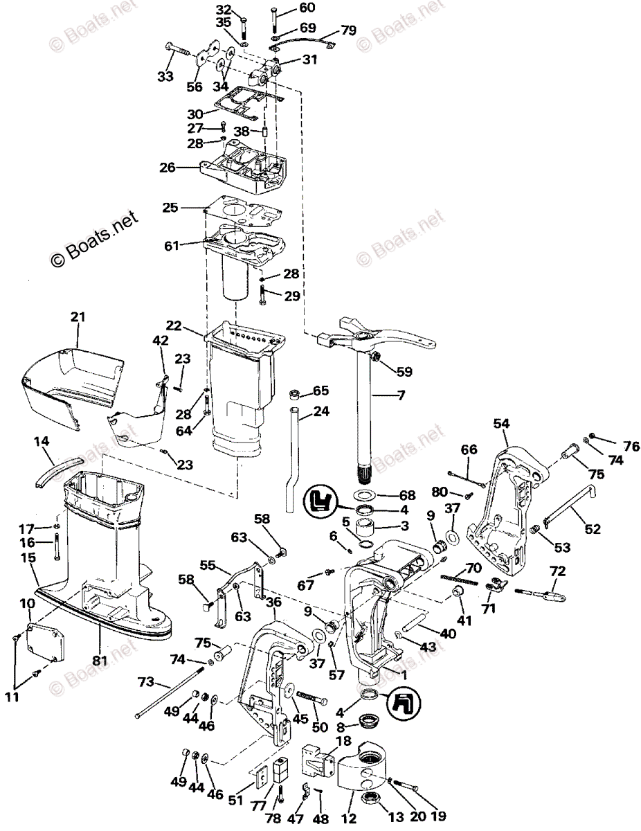 Evinrude Outboard 1988 OEM Parts Diagram for Midsection - 60
