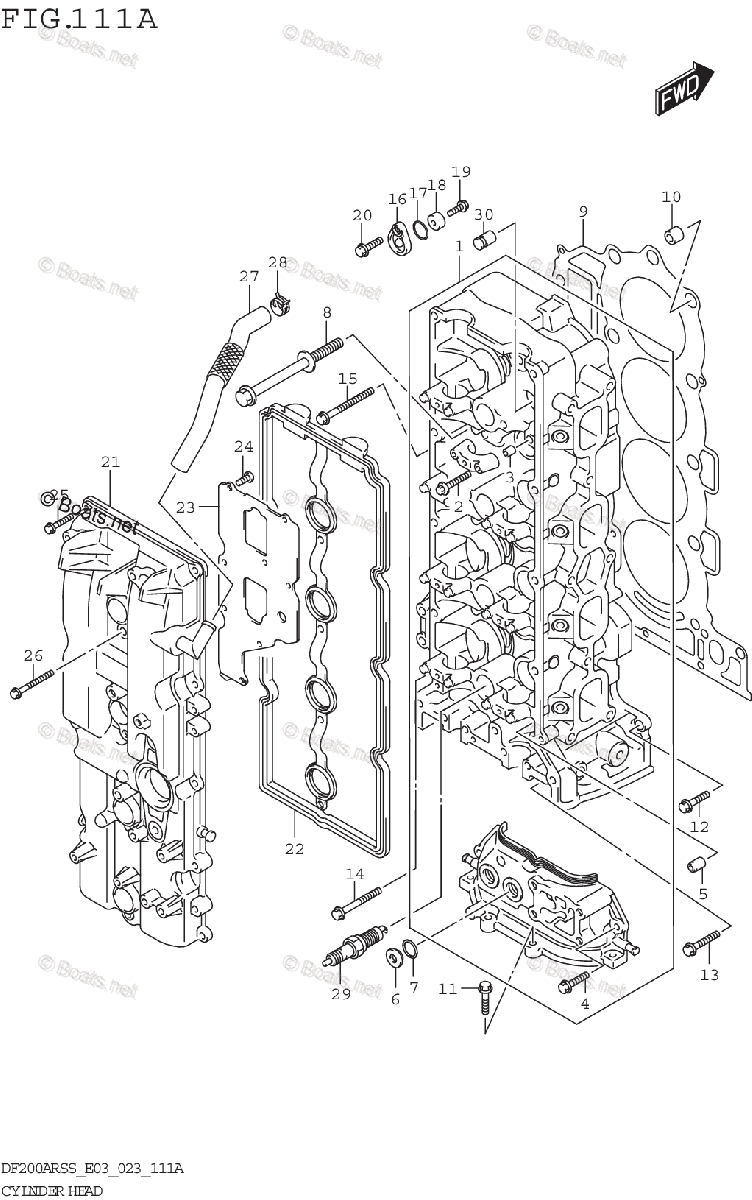 Suzuki Outboard 2023 OEM Parts Diagram for CYLINDER HEAD (DF200AST ...