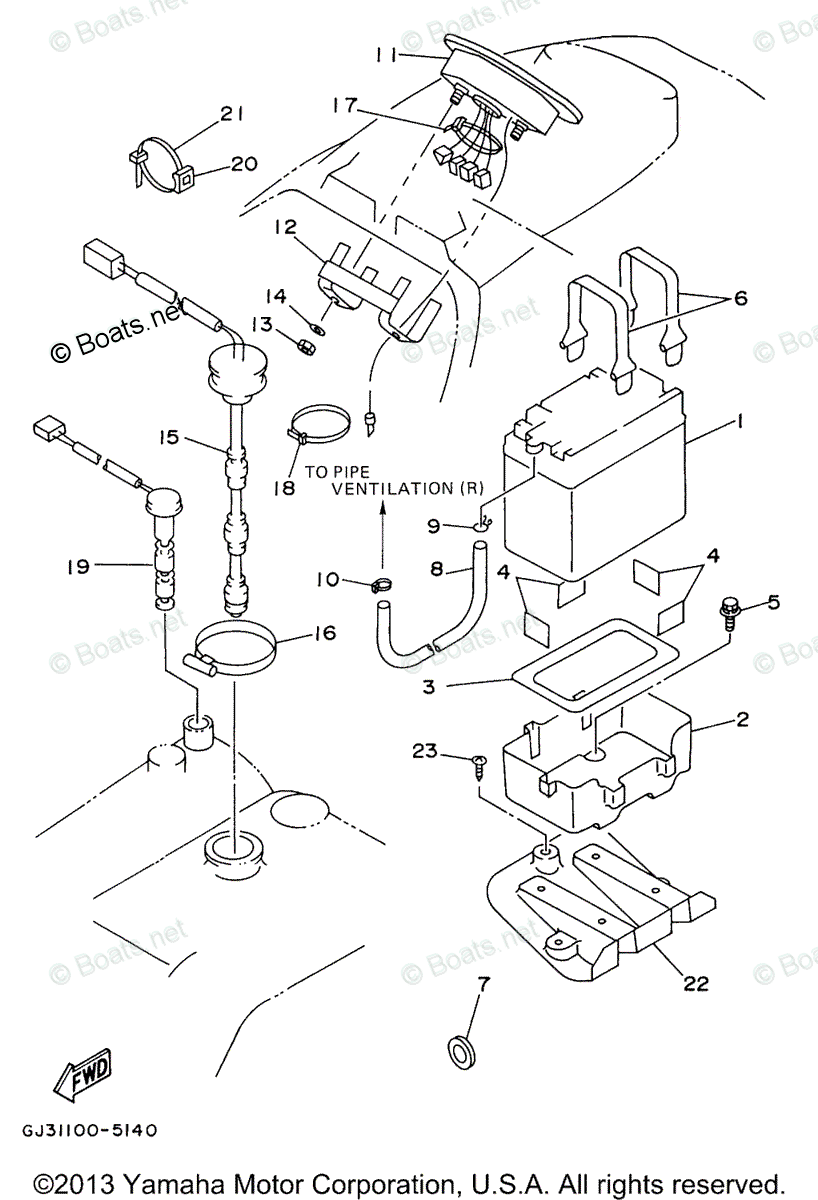 Yamaha Waverunner 1996 OEM Parts Diagram for Electrical 2