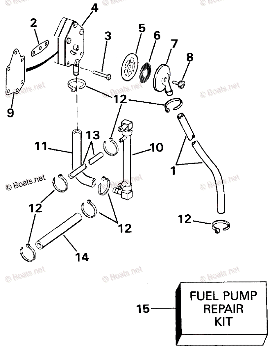 Johnson Outboard 1990 OEM Parts Diagram for Fuel Pump - 88 Models