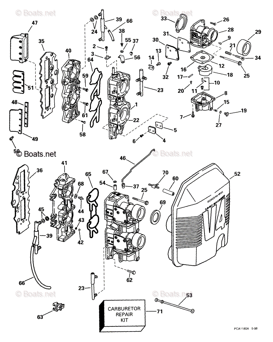 Johnson Outboard 1999 OEM Parts Diagram for CARBURETOR & INTAKE ...