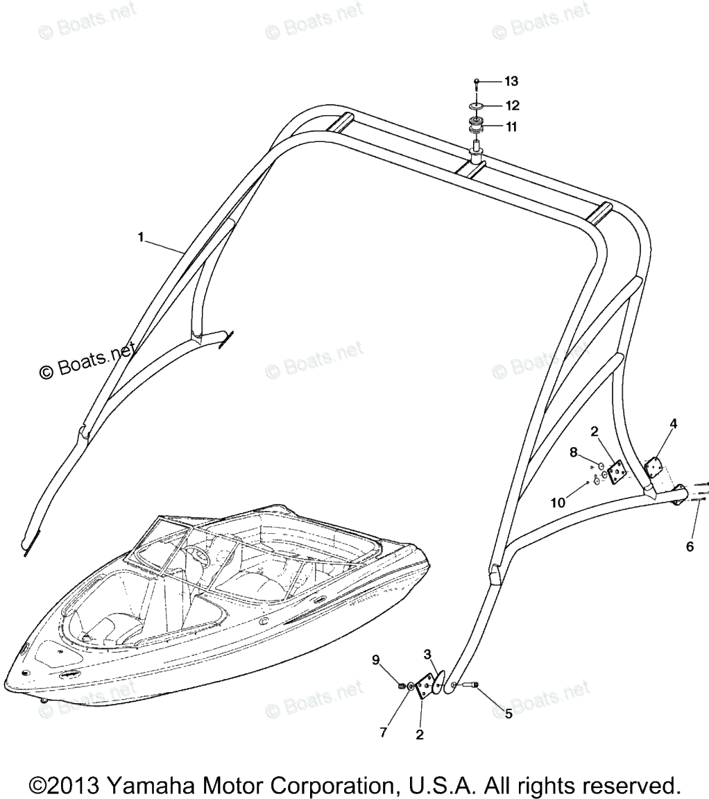 Yamaha Boats 2004 OEM Parts Diagram for Wakeboard Tower | Boats.net