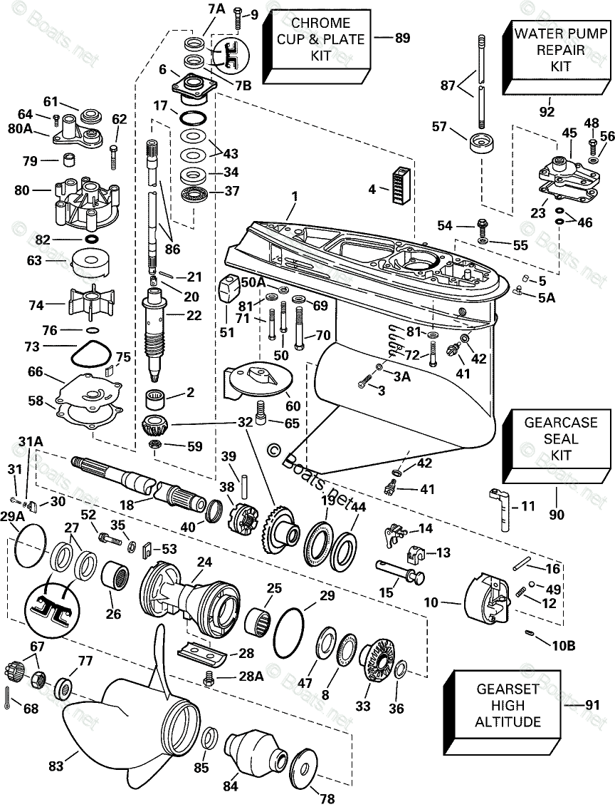 Evinrude Outboard 2000 OEM Parts Diagram for GEARCASE - STANDARD ...