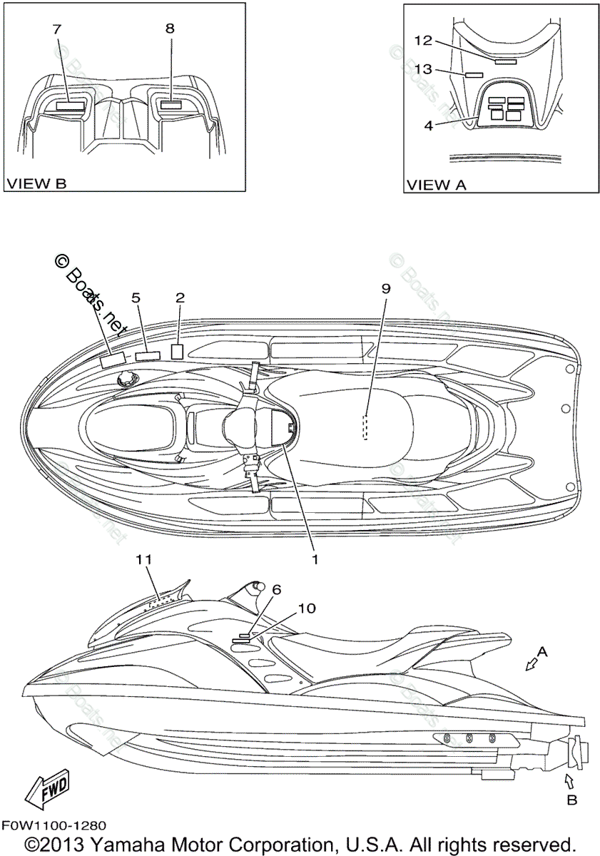 Yamaha Waverunner Parts 2001 OEM Parts Diagram for Important Labels