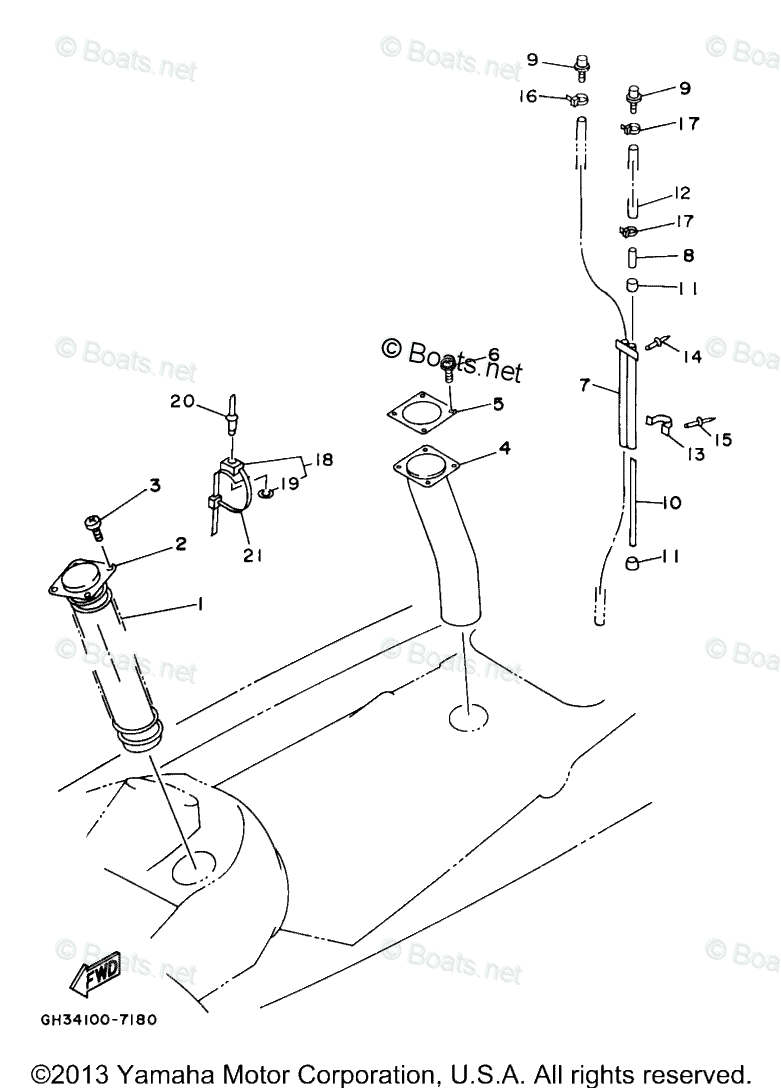 Yamaha Waverunner 1997 OEM Parts Diagram for Ventilation