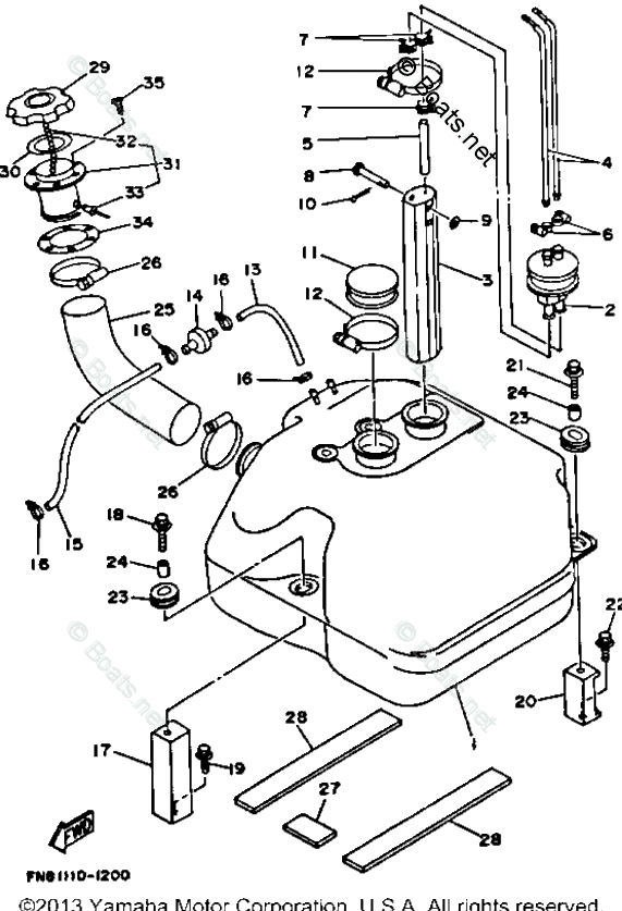 Yamaha Waverunner 1992 OEM Parts Diagram for FUEL TANK | Boats.net