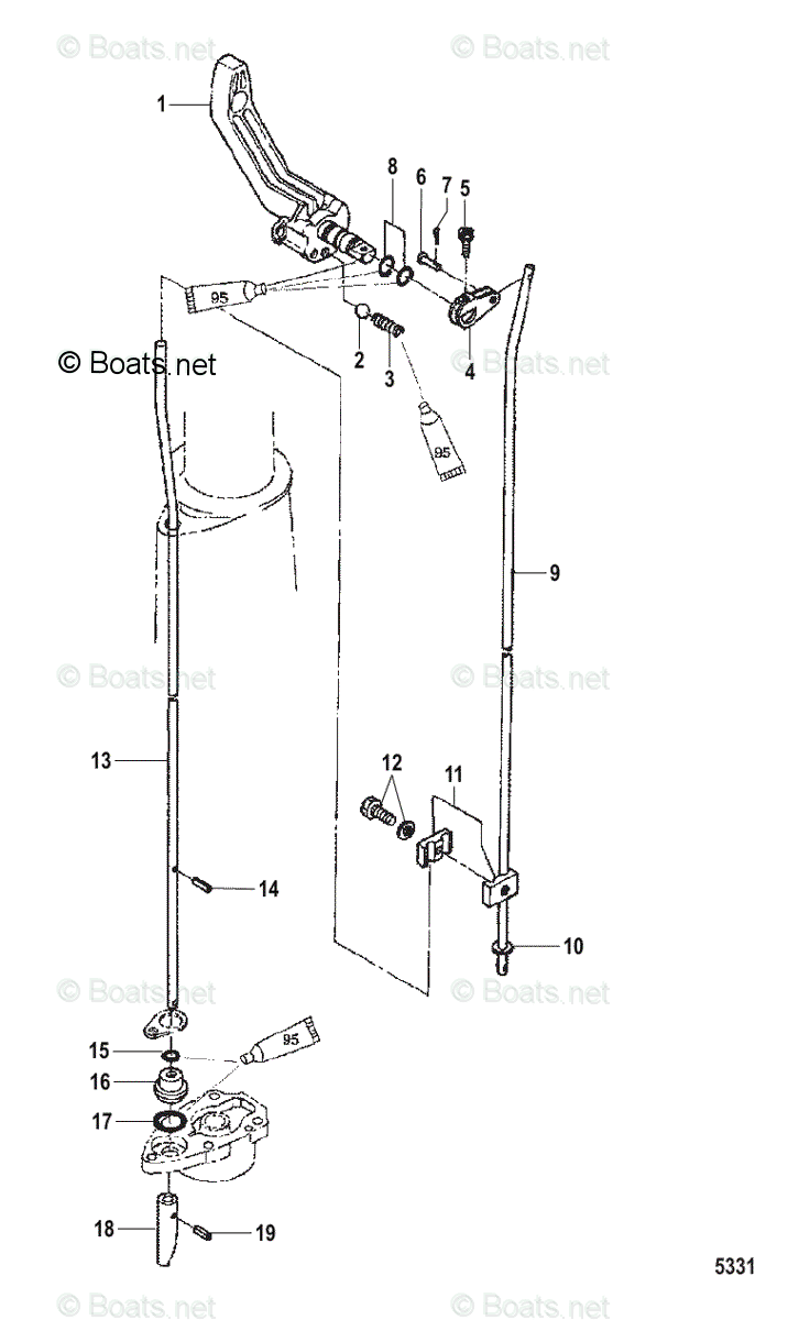 Mercury Outboard 40HP OEM Parts Diagram for Shift Components