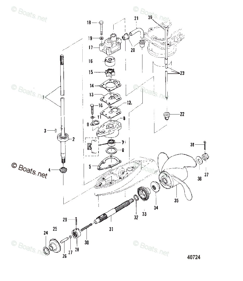 Mercury Outboard 4HP OEM Parts Diagram for Gear Housing Components ...