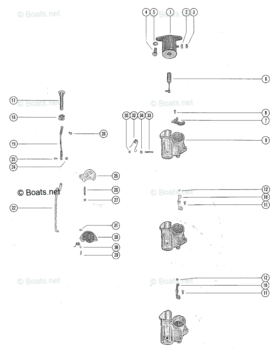 Mercury Outboard 115HP OEM Parts Diagram for Carburetor Linkage and ...