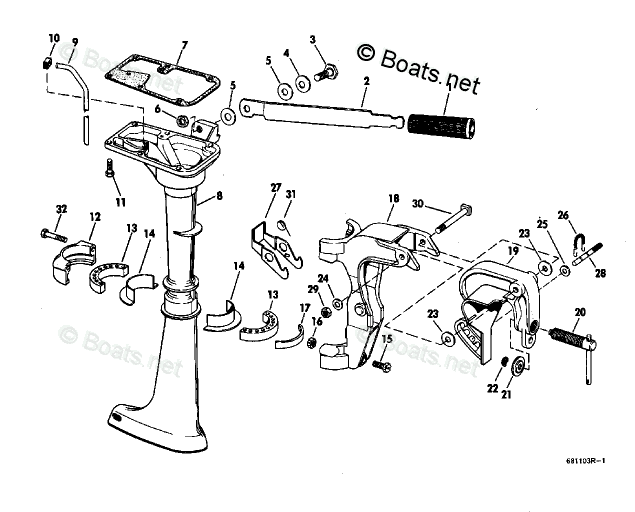 Johnson Outboard 1.5HP OEM Parts Diagram for Lower Unit Group