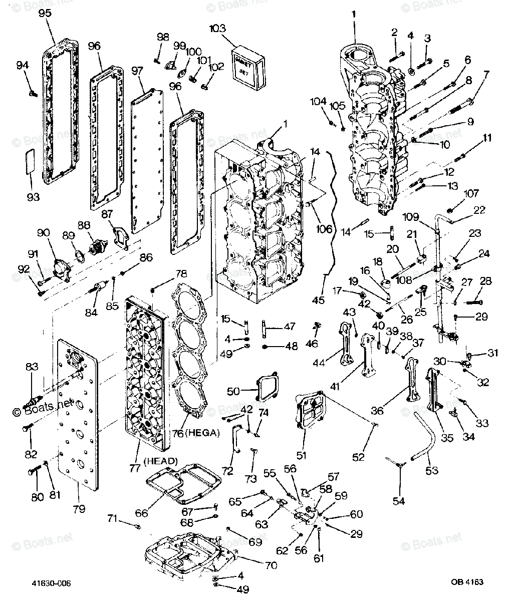 Force Outboard 1987 OEM Parts Diagram for Power Head