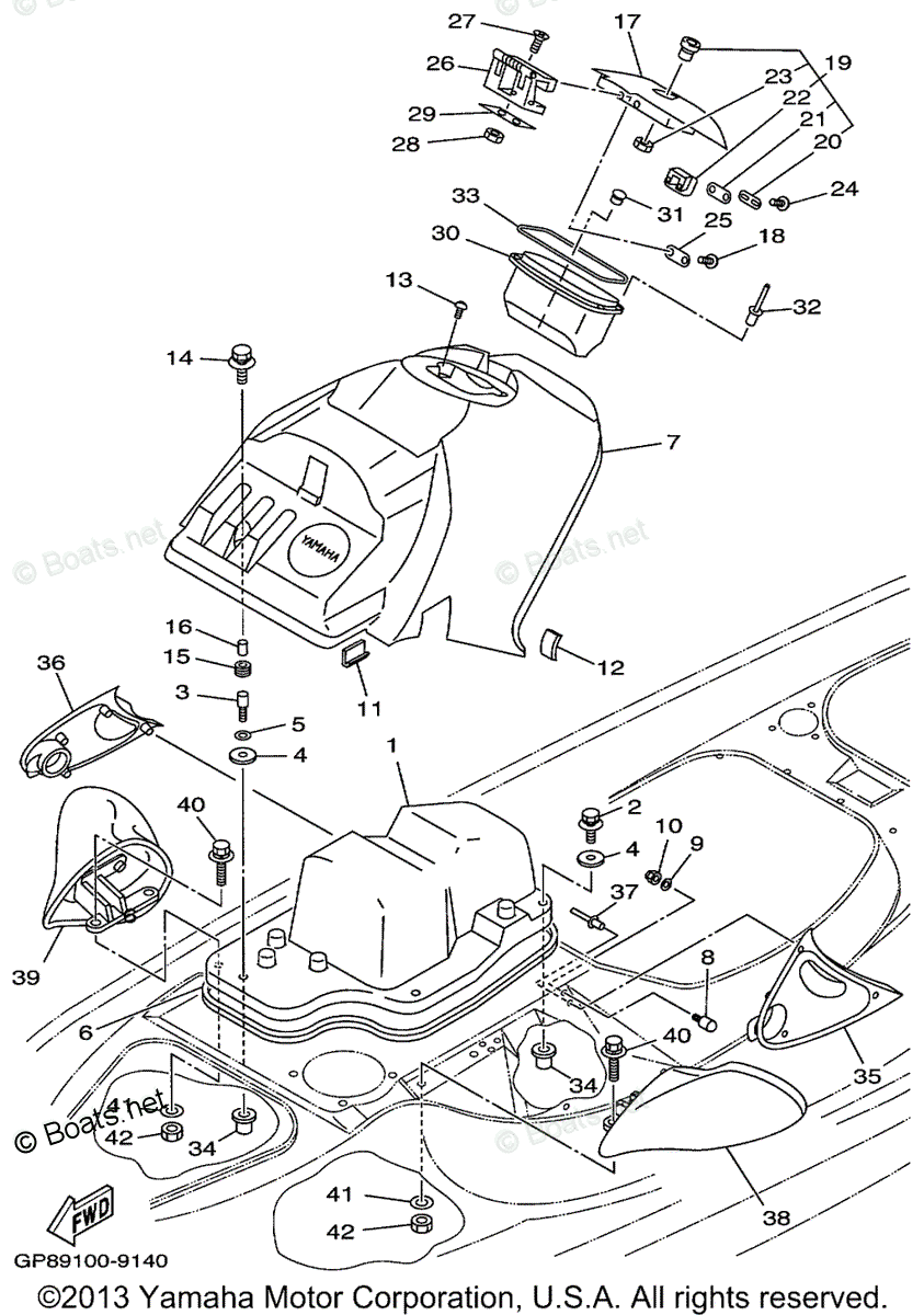Yamaha Waverunner 1999 OEM Parts Diagram for Engine Hatch 1