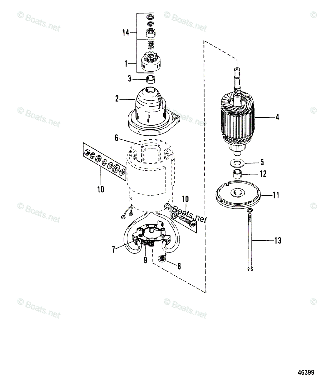 Mercury Outboard 300HP OEM Parts Diagram for Starter Motor Assembly ...