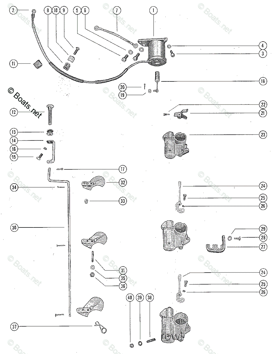 Mercury Outboard 100HP OEM Parts Diagram for Carburetor Linkage and ...