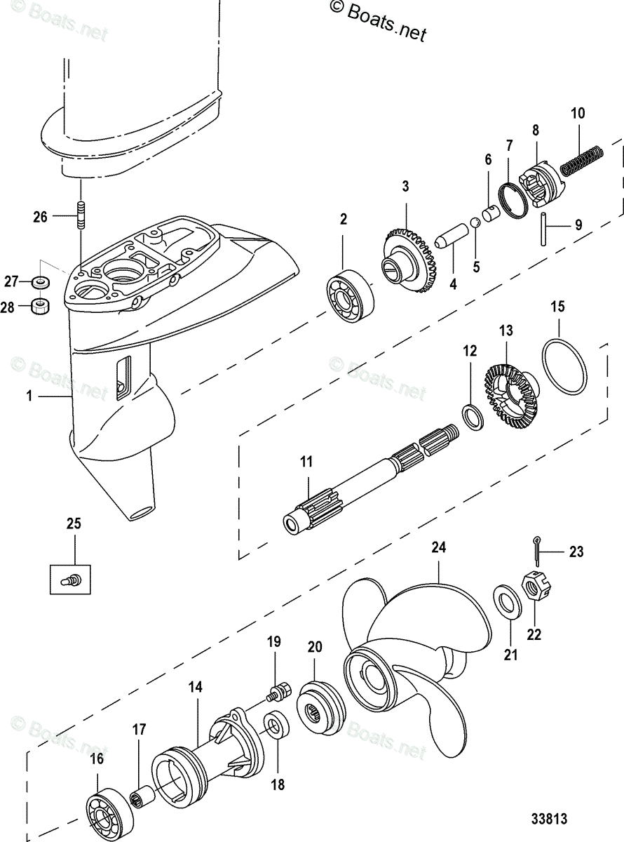 Mariner Outboard 2008 OEM Parts Diagram For Gear Housing (Propeller ...