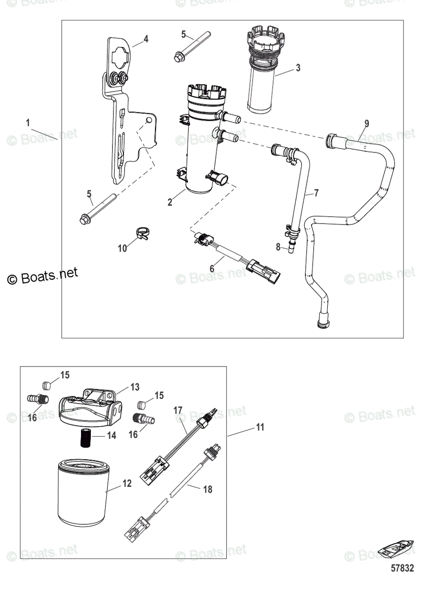 Mercury Outboard Hp Oem Parts Diagram For Fuel Filter Kits Boats Net