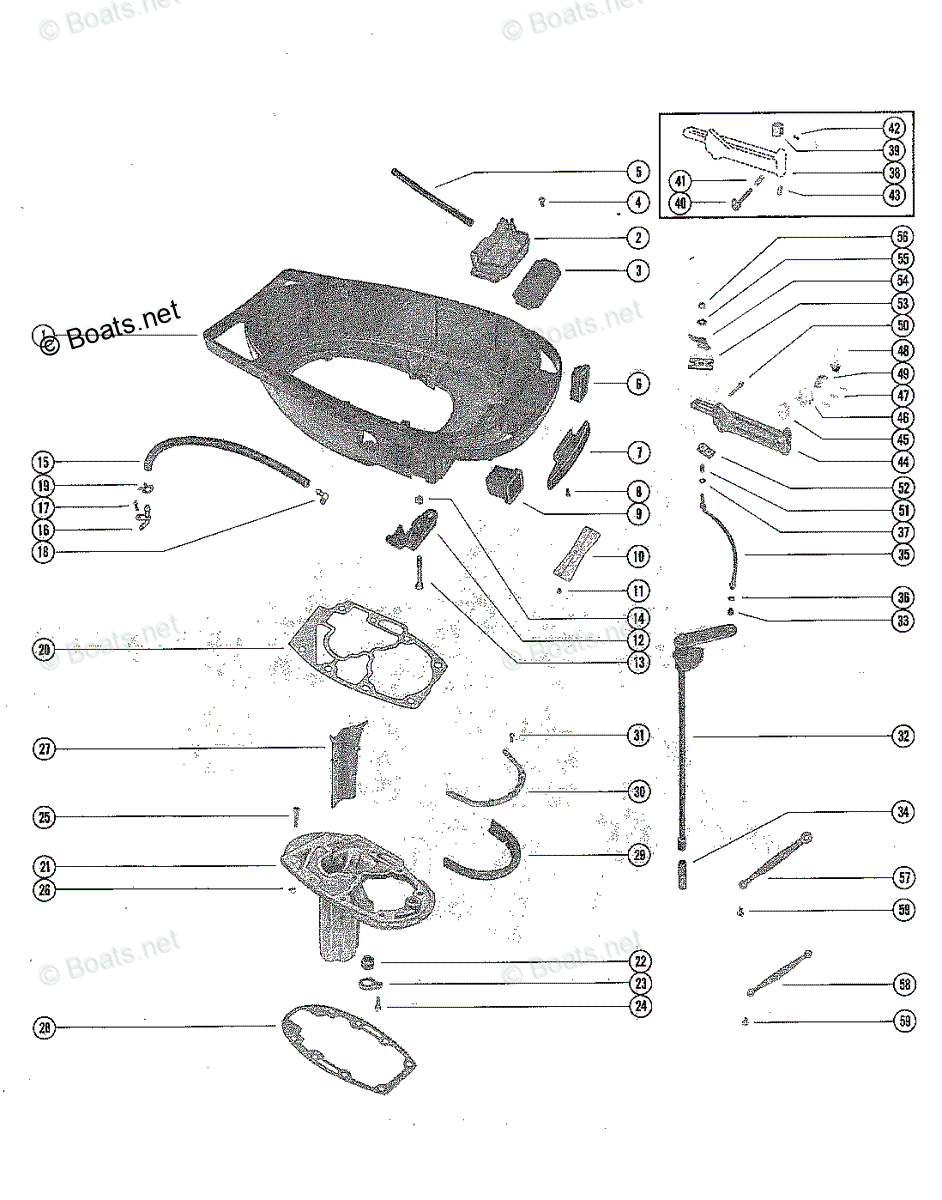 Mercury Outboard 115HP OEM Parts Diagram For Bottom Cowl And Shift ...