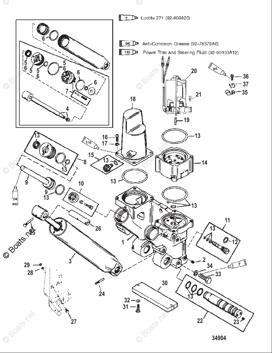 Mercury Outboard 200HP OEM Parts Diagram for Power Trim Components ...