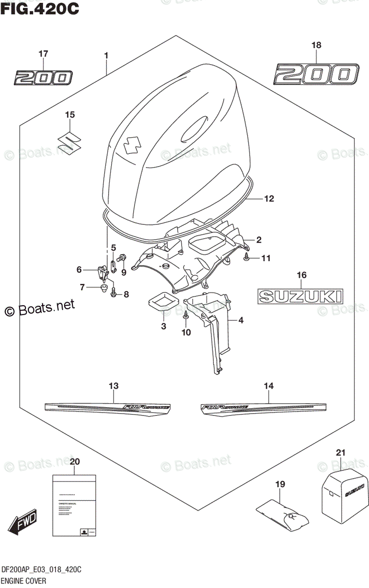 Suzuki Outboard 2018 OEM Parts Diagram for ENGINE COVER (DF200AP ...