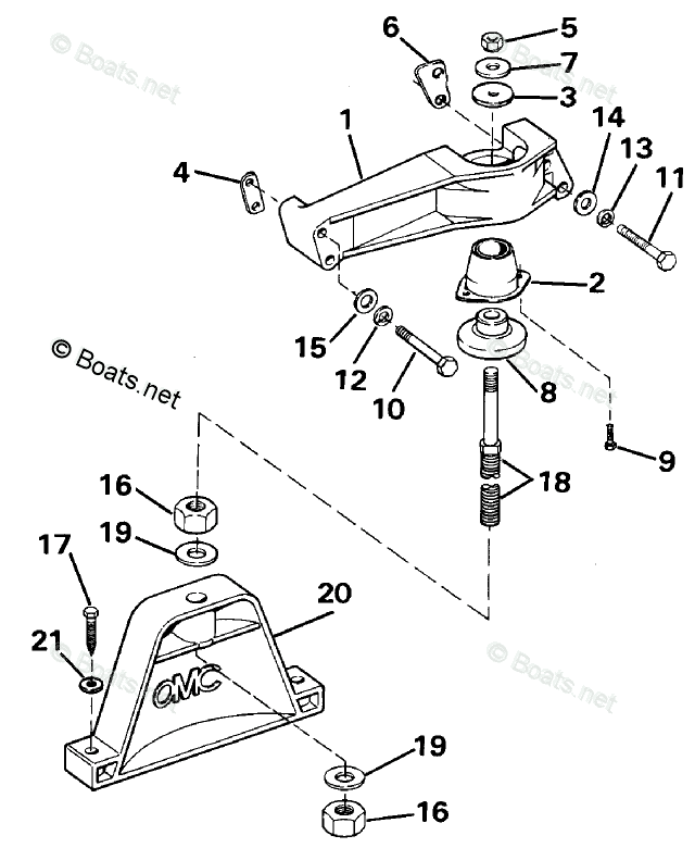 OMC Sterndrive 3.0L 181 CID Inline 4 OEM Parts Diagram for Front Mount ...