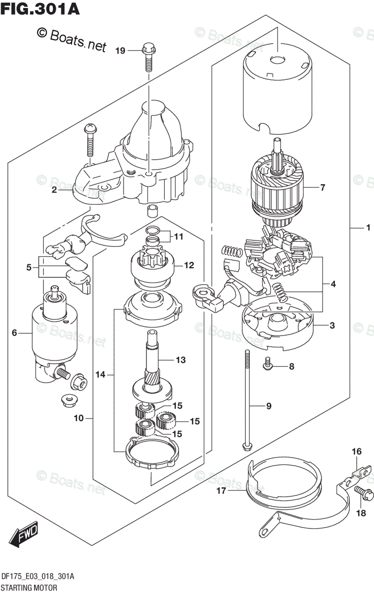 Suzuki Outboard Parts by Model DF 150 OEM Parts Diagram for STARTING