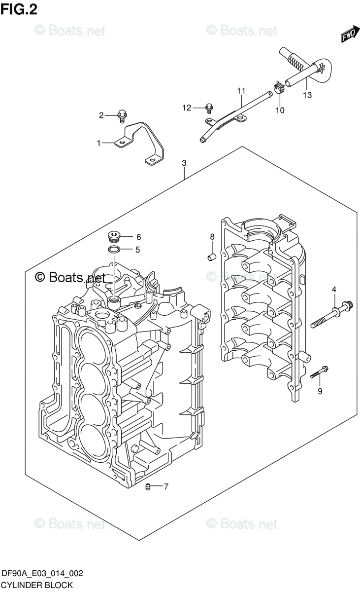 Suzuki Outboard Parts by Year 2014 OEM Parts Diagram for CYLINDER BLOCK