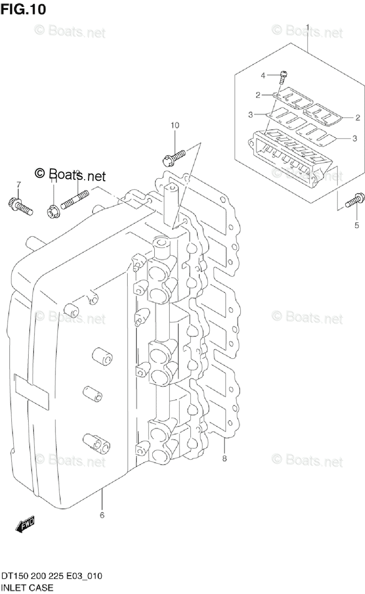 Suzuki Outboard 1998 OEM Parts Diagram for INLET CASE (DT150