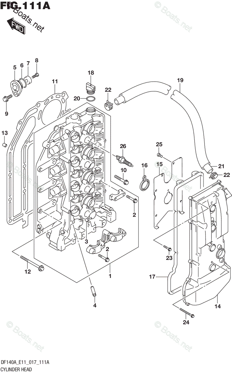 Suzuki Outboard 2017 OEM Parts Diagram for CYLINDER HEAD | Boats.net