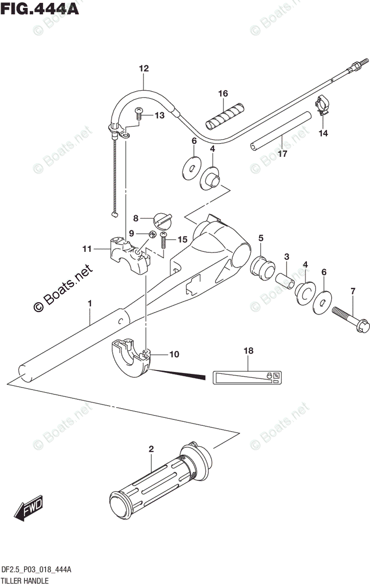 Suzuki Outboard 2018 OEM Parts Diagram for TILLER HANDLE | Boats.net