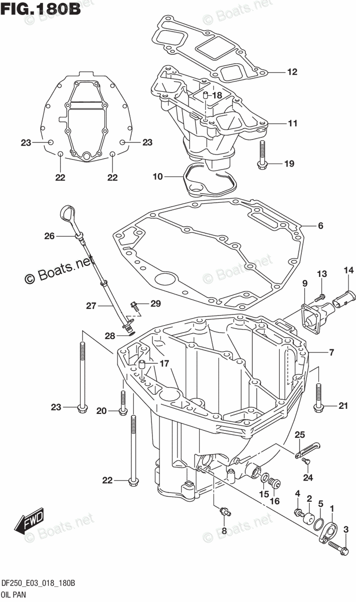 Suzuki Outboard Parts by Model DF 250 OEM Parts Diagram for OIL PAN