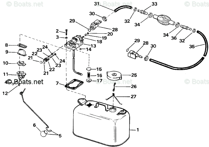 Evinrude Outboard 1988 OEM Parts Diagram for FUEL TANK | Boats.net