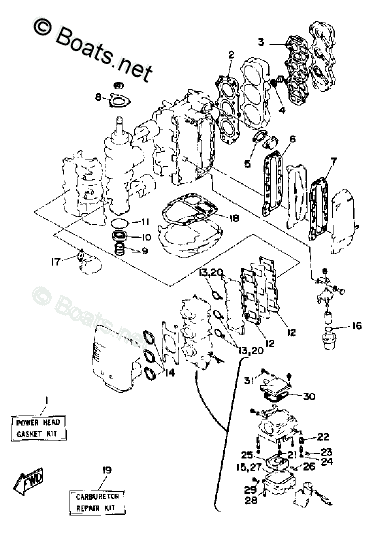Yamaha Outboard 40HP OEM Parts Diagram for Repair Kit 1 | Boats.net