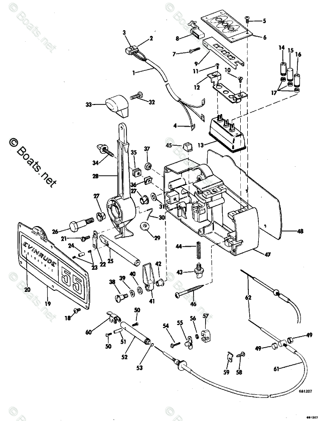Evinrude Outboard Parts by HP 55HP OEM Parts Diagram for Push Button