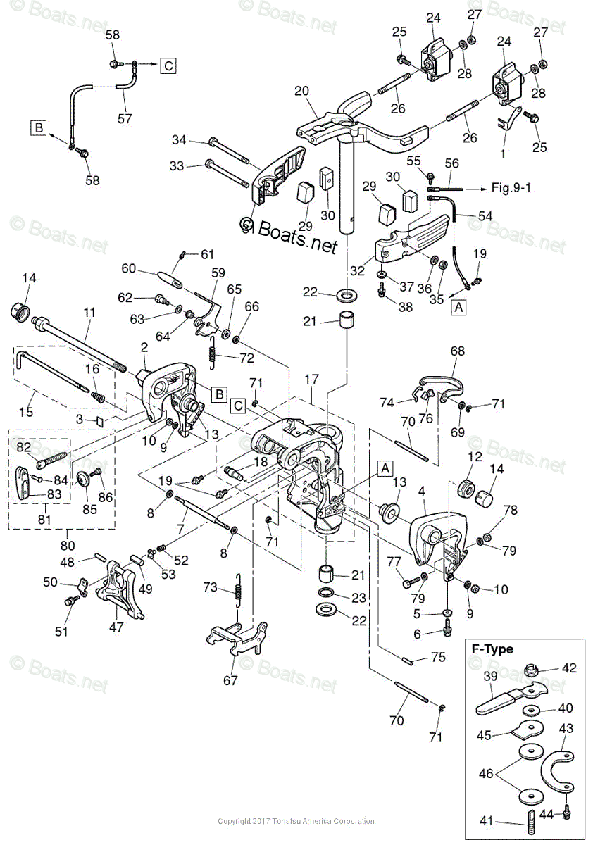 Tohatsu Outboard 2017 OEM Parts Diagram for BRACKET (MANUAL) | Boats.net