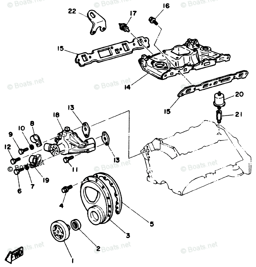 Yamaha Sterndrive 4.3L 262 CID V6 1990 OEM Parts Diagram For Intake ...