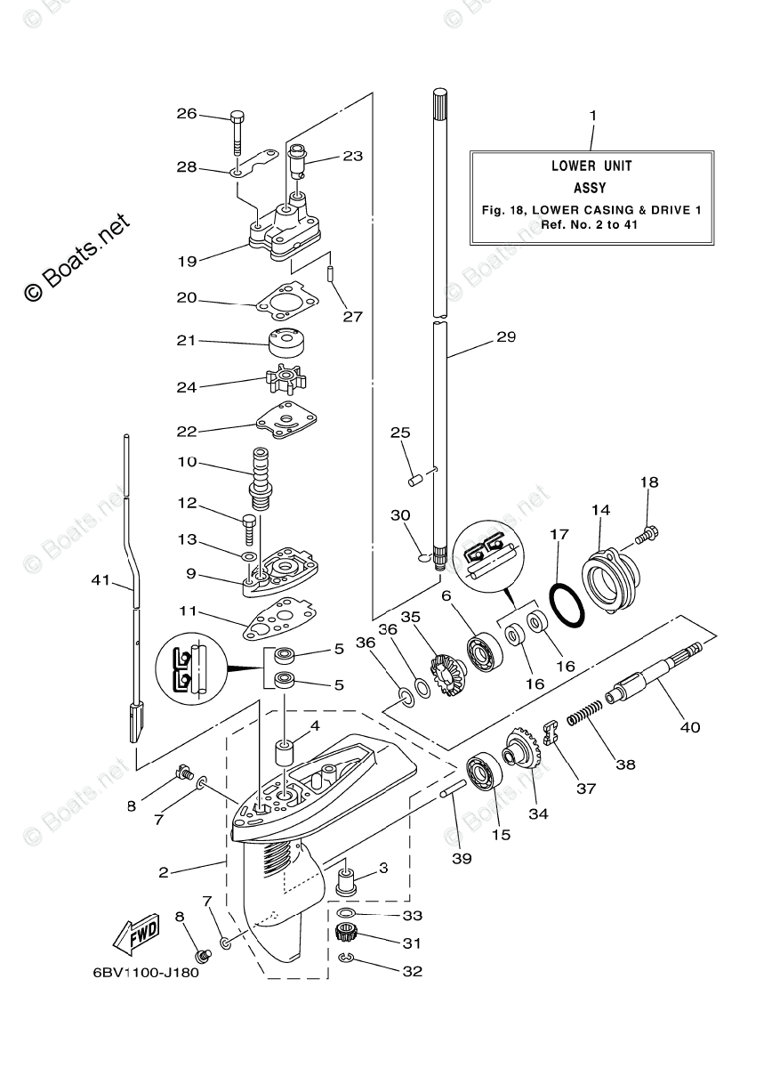 Yamaha Outboard Parts by HP 6HP OEM Parts Diagram for Lower Casing